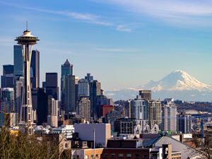 Seattle skyline and ferris wheel